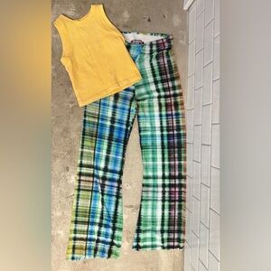 Urban Outfitters Multicolor Sheer Pant and Yellow Yoga Top